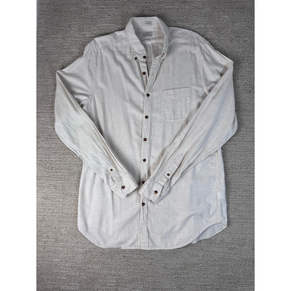 J.Crew Mens Brushed Twill Classic Fit Shirt Oatmeal LT BJ506 FA24